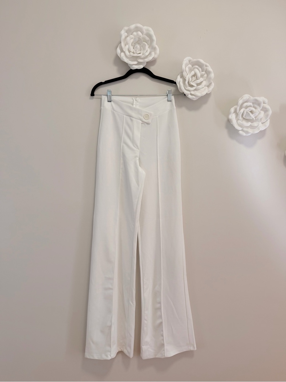 Fashion Nova Cream High-Waist Wide-Leg Pants